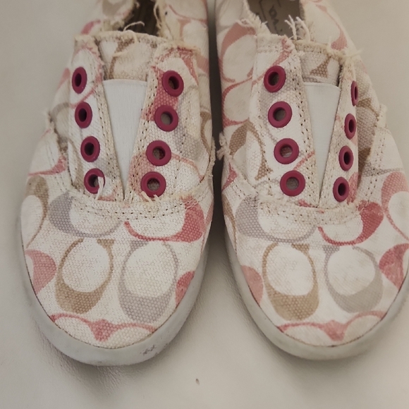 Coach Pink and Cream Slip-On Sneakers - Picture 3 of 9